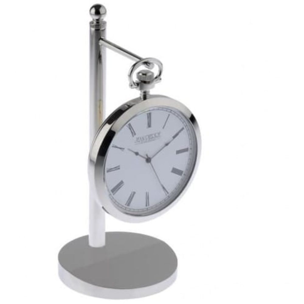 Polished Chrome Executive Desk Clock With Stand D13 Greenwich Pocket