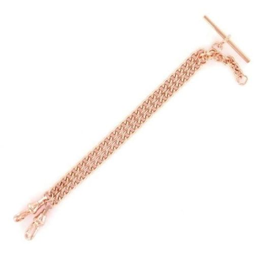 12 Inch Double Medium Rose Gold Plated Albert Pocket Watch Chain