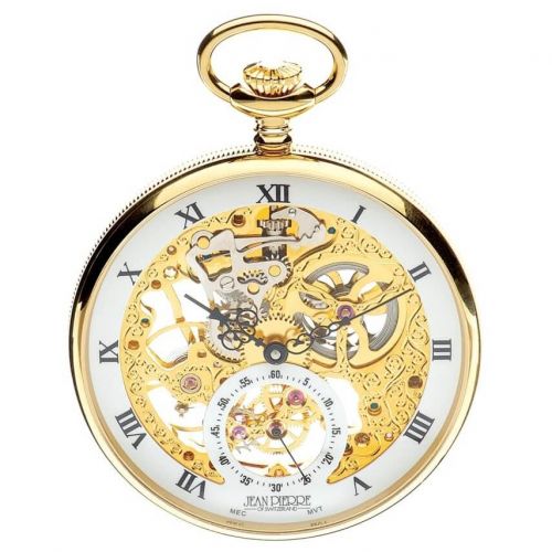 Gold Toned Open Face Mechanical Pocket Watch