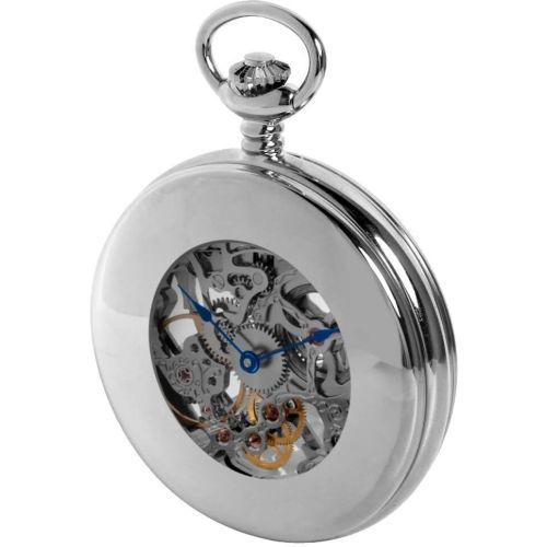 Chrome Double Half Hunter Mechanical Pocket Watch