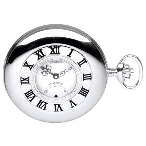 Half Hunter Sterling Silver Mechanical Pocket Watch