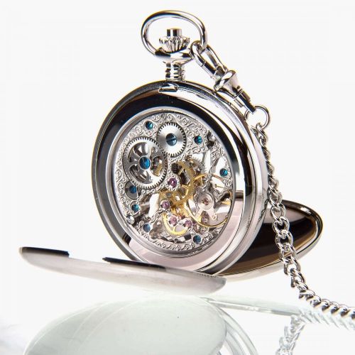 The Kensington - Chrome Mechanical Double Hunter Pocket Watch