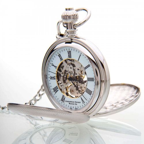 The Richmond - Chrome Mechanical Double Half Hunter Pocket Watch