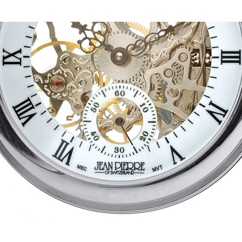 Polished Chrome Half Hunter Mechanical Pocket Watch With Open Back