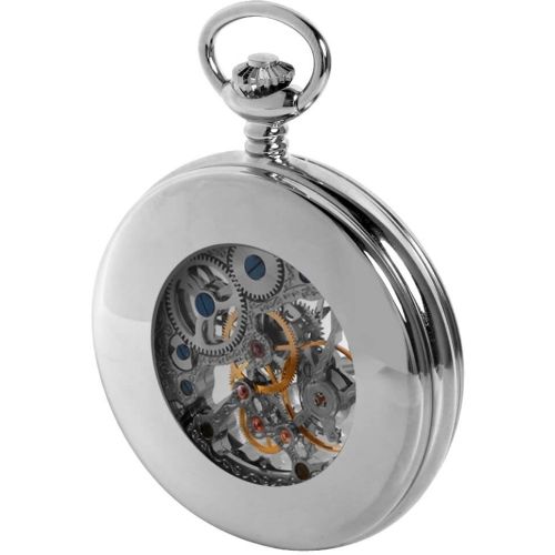 Chrome Half Double Hunter Mechanical Pocket Watch