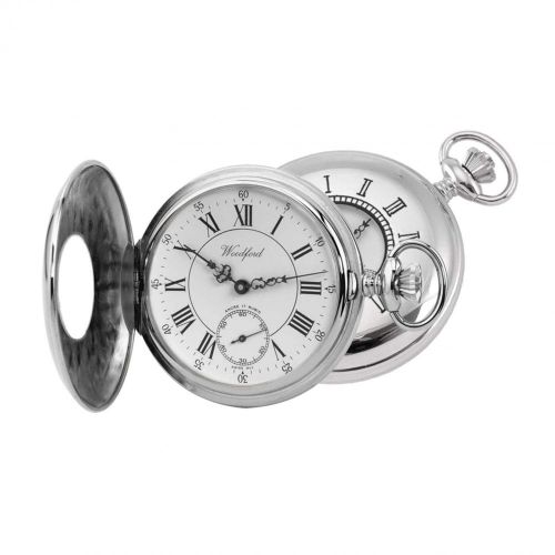 Chrome Plated Mechanical Half Hunter Pocket Watch 1011