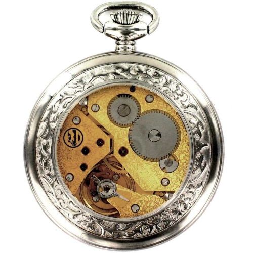 Gents Open Face Patterned Mechanical Pocket Watch