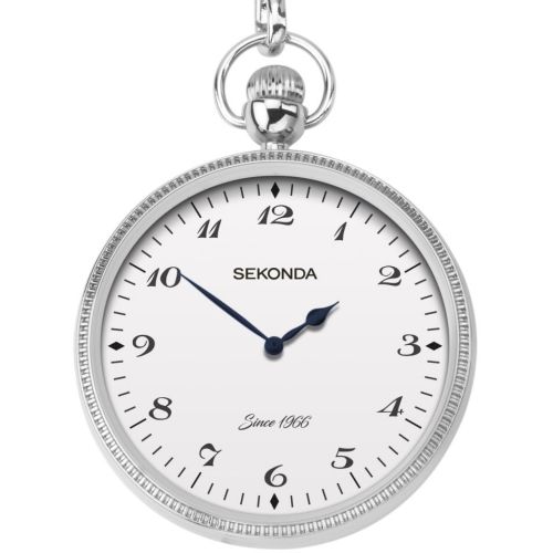 Stainless Steel Quartz Open Face Pocket Watch