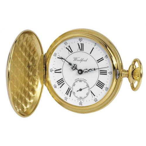 Gold Plated 17 Jewel Swiss Mechanical Full Hunter Pocket Watch 1009