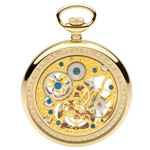 Gold Toned Open Face Mechanical Pocket Watch