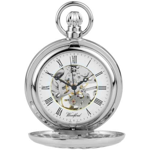 Chrome Plated 17 Jewel Mechanical Full Hunter Pocket Watch 1052