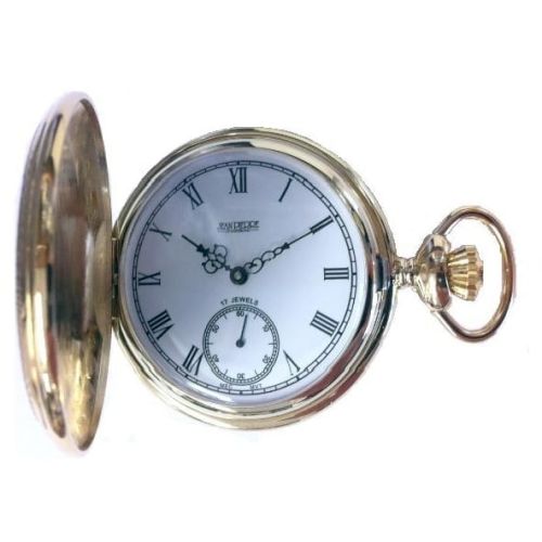 Mechanical Gold Toned Full Hunter Pocket Watch