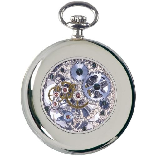 Silver Tone Open Face Mechanical Pocket Watch