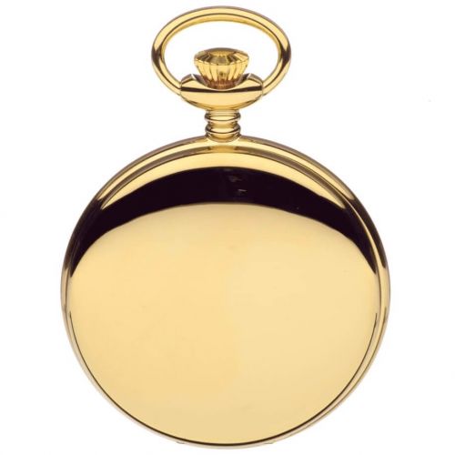 Gold Tone Swiss Quartz Full Hunter Pocket Watch With Roman Indexes