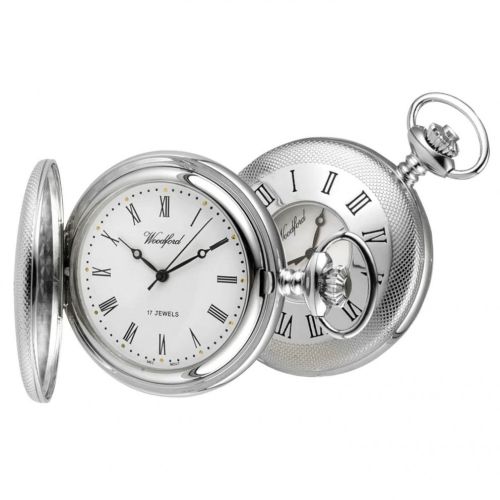 Chrome Plated 17 Jewel Mechanical Half Hunter Pocket Watch