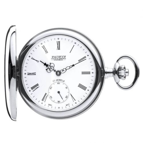 Polished Chrome Mechanical Half Hunter Pocket Watch