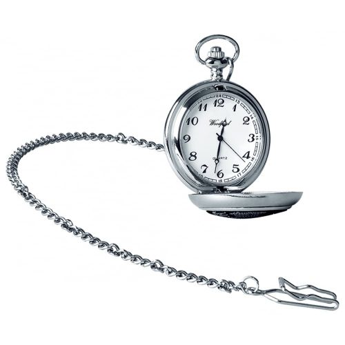 Chrome Plated Masonic Quartz Full Hunter Pocket Watch