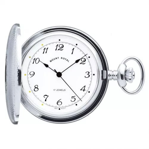 Polished Chrome Full Hunter Mechanical Pocket Watch