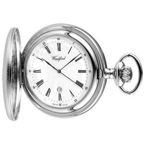 Half Hunter Chrome Mechanical Date Display Pocket Watch