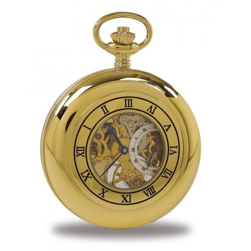 Gold Tone Double Half Hunter Mechanical Pocket Watch