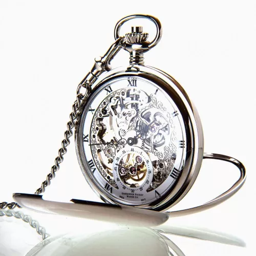 The Kensington - Chrome Mechanical Double Hunter Pocket Watch