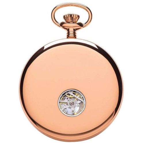 Open Face Skeleton Rose Gold Pocket Watch