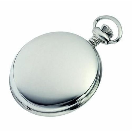 Chrome Plated Full Hunter Mechanical Pocket Watch With Chain