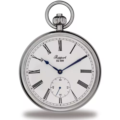 Mechanical Open Face Silver Tone Pocket Watch