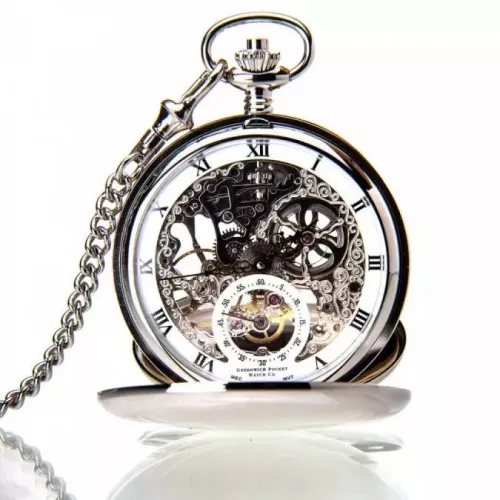 The Kensington - Chrome Mechanical Double Hunter Pocket Watch