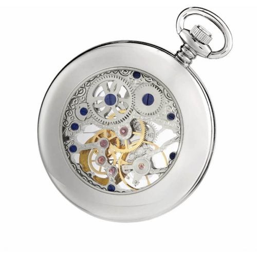 Chrome Plated 17 Jewel Mechanical Open Face Pocket Watch