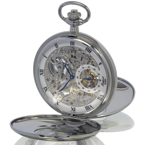 Silver Tone Double Half Hunter Mechanical Pocket Watch