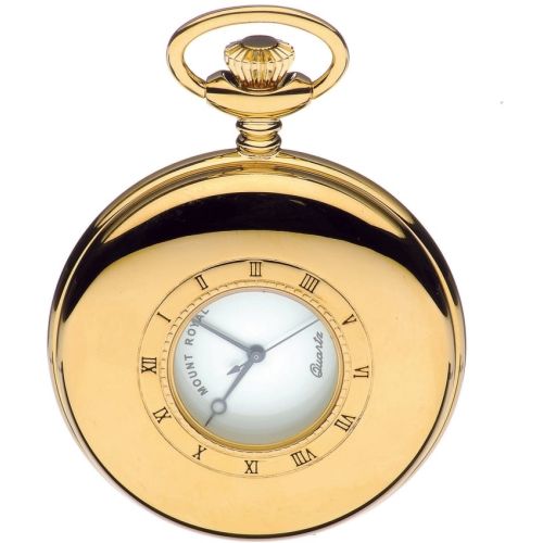 Gold Tone 17 Jewel Half Hunter Quartz Pocket Watch