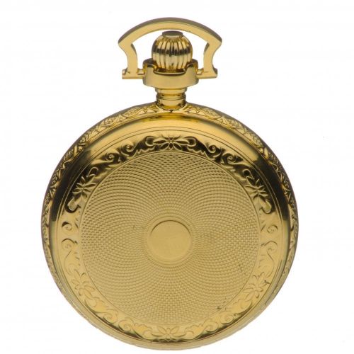 Gold Tone Mechanical Double Half Hunter Pocket Watch With Roman Indexes