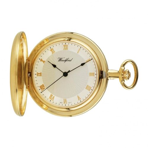 Polished Gold Plated Full Hunter Mechanical Pocket Watch