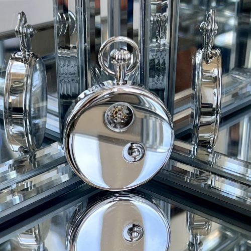 17 Jewel Chrome Mechanical Open Face Musical Pocket Watch