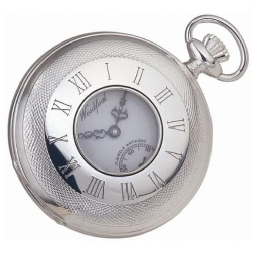 Sterling Silver 17 Jewel Half Hunter Mechanical Pocket Watch & Albert Chain