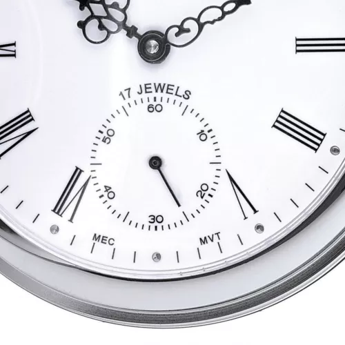 Polished Chrome Mechanical Half Hunter Pocket Watch