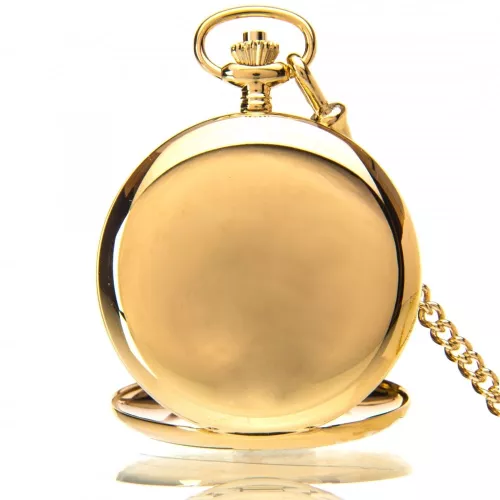 The Bridewell - Gold Plated Mechanical Double Half Hunter Pocket Watch