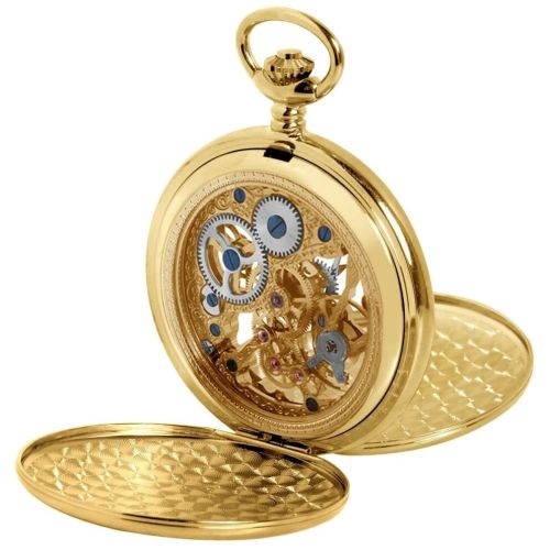 Gold Plated Mechanical Double Hunter Pocket Watch