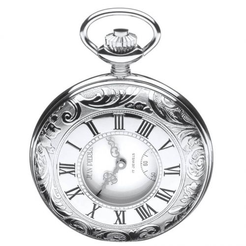 Polished Chrome Half Hunter Mechanical Pocket Watch