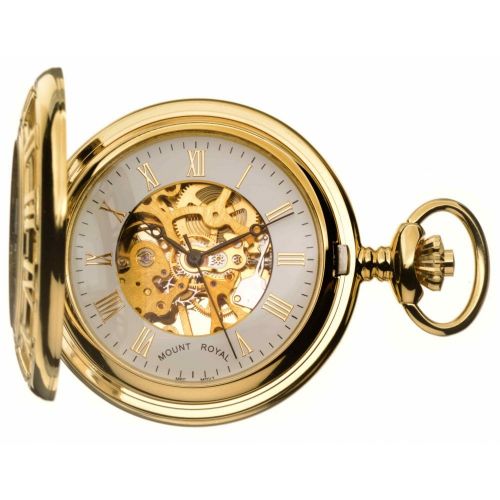 Gold Toned Half Hunter Pocket Watch With Roman Indexes