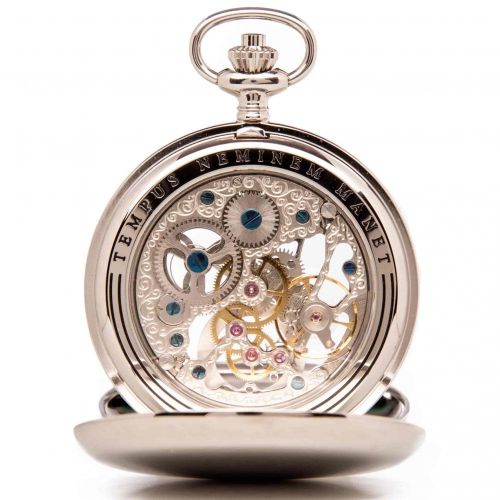 The Bridewell - Chrome Mechanical Double Half Hunter Pocket Watch