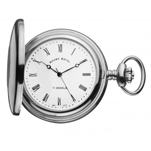 Polished Chrome Half Hunter Mechanical Pocket Watch