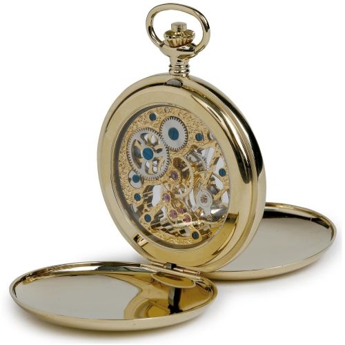 Gold Tone Mechanical  Double Hunter Pocket Watch