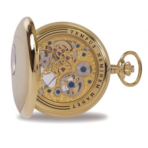 Gold Tone Double Half Hunter Mechanical Pocket Watch