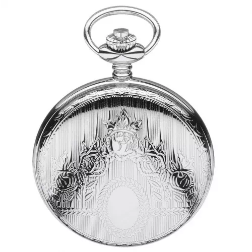 Chrome Polished Full Hunter Quartz Pocket Watch with Roman Indexes