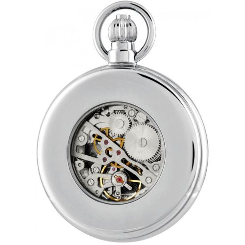 Chrome Plated 17 Jewel Mechanical Full Hunter Pocket Watch 1052