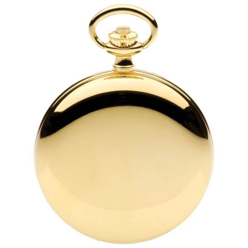 Gold Toned Full Hunter Mechanical Pocket Watch With Roman Numerals