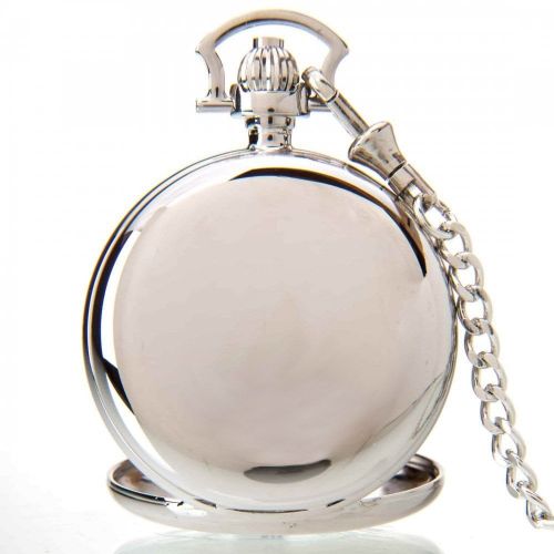 Chrome Plated Mechanical Double Half Hunter Engraveable Pocket Watch