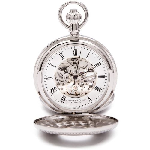 Whitehall - Chrome Mechanical Double Half Hunter Pocket Watch